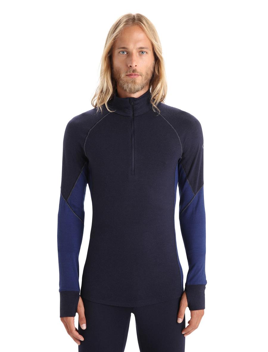 Men\'s Icebreaker BodyfitZone™ Merino 260 Zone Long Sleeve Half Zip Thermal Top Base Layers Midnight Navy / Royal Navy | CA 1599EBCX